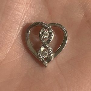 Diamond Heart Necklace Pendant, White Gold